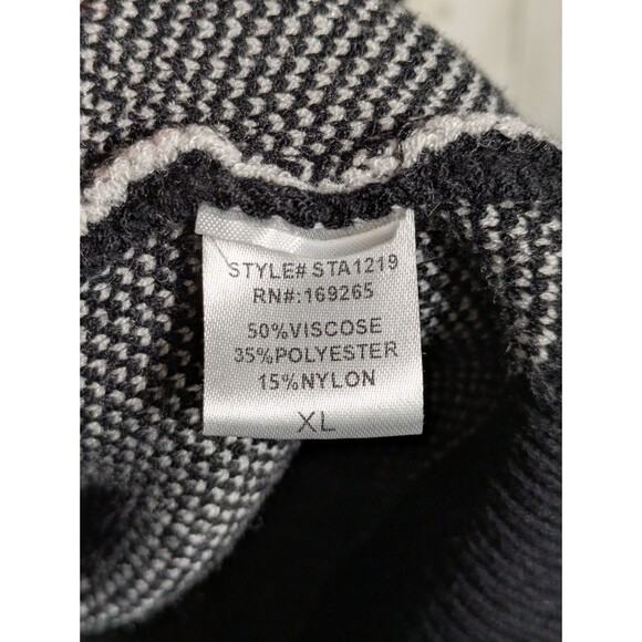 Black White Pixel Dinosaur Sweater XL Quirky Graphic Knit Cozy Geek Goth Cute - Picture 6 of 9